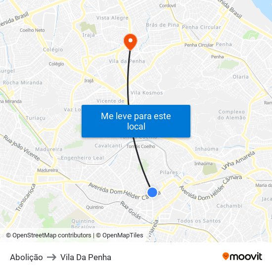 Abolição to Vila Da Penha map