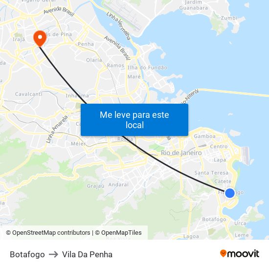 Botafogo to Vila Da Penha map