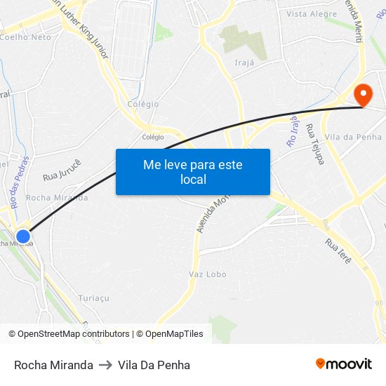 Rocha Miranda to Vila Da Penha map