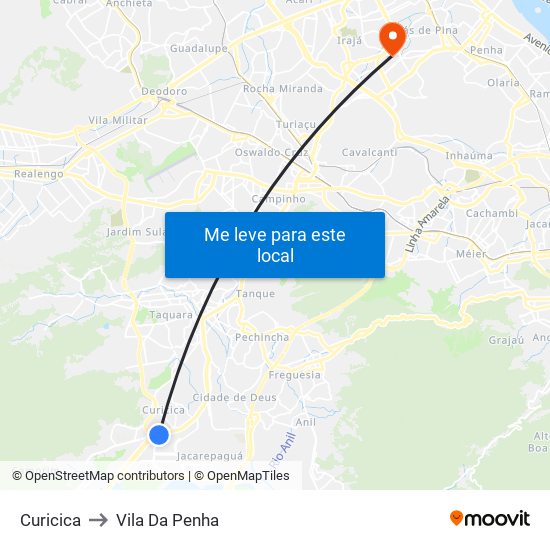 Curicica to Vila Da Penha map