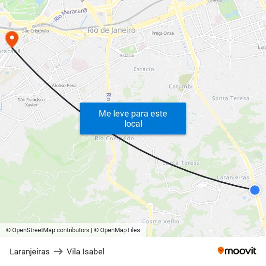 Laranjeiras to Vila Isabel map