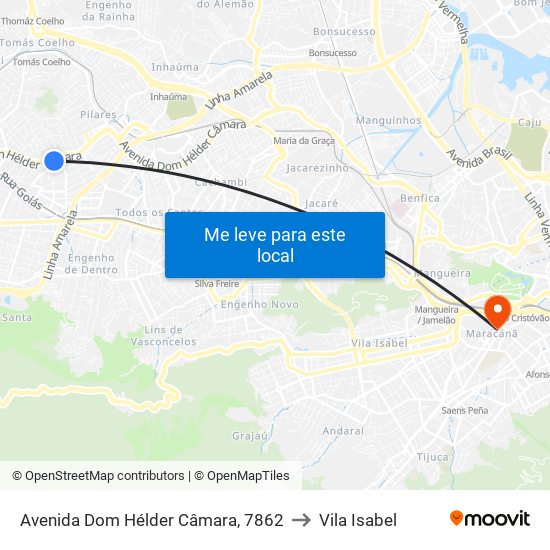 Avenida Dom Hélder Câmara, 7862 to Vila Isabel map