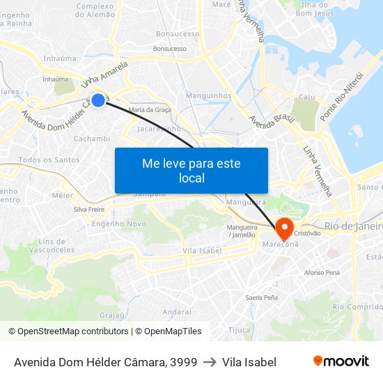 Avenida Dom Hélder Câmara, 3999 to Vila Isabel map