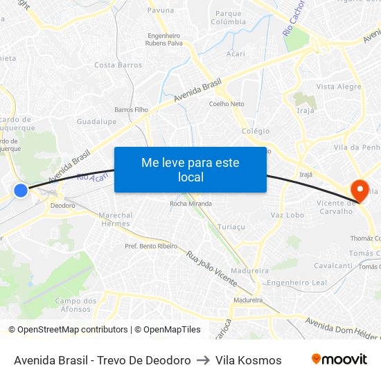 Avenida Brasil - Trevo De Deodoro to Vila Kosmos map