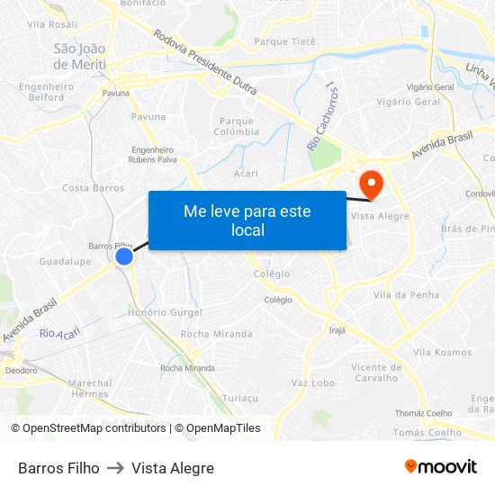 Barros Filho to Vista Alegre map