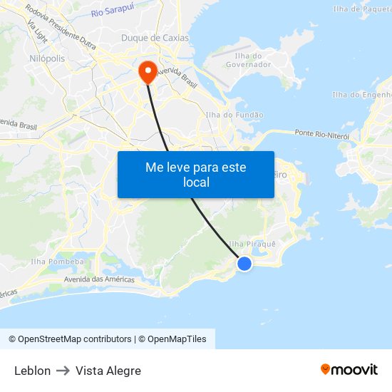 Leblon to Vista Alegre map