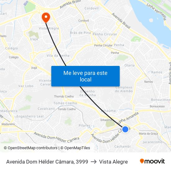 Avenida Dom Hélder Câmara, 3999 to Vista Alegre map