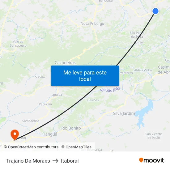 Trajano De Moraes to Itaboraí map
