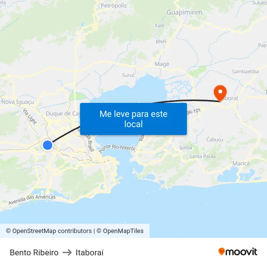 Bento Ribeiro to Itaboraí map