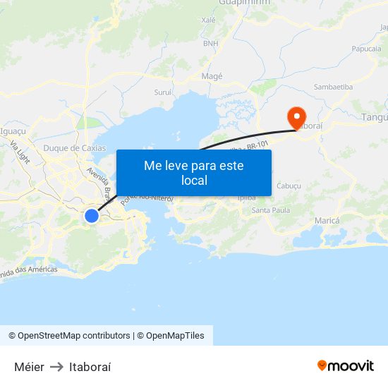 Méier to Itaboraí map