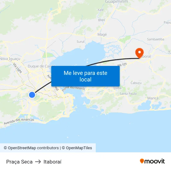 Praça Seca to Itaboraí map