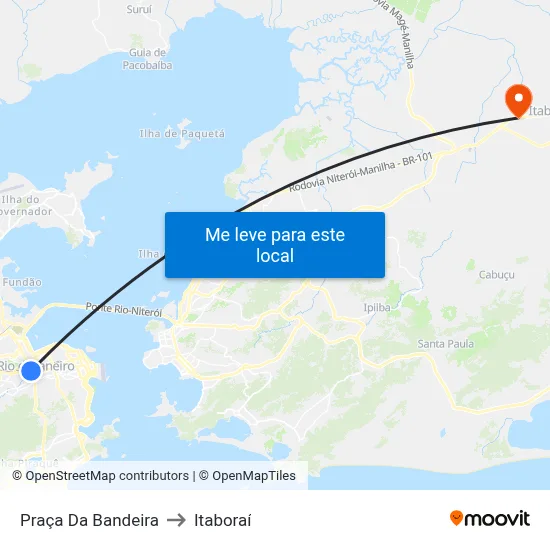 Praça Da Bandeira to Itaboraí map