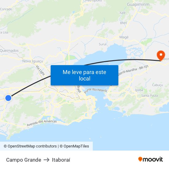 Campo Grande to Itaboraí map