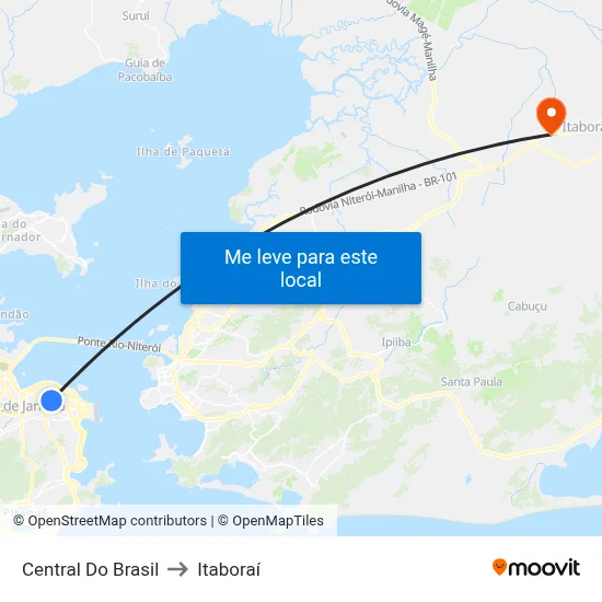 Central Do Brasil to Itaboraí map