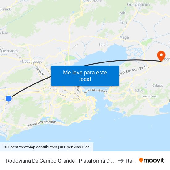 Rodoviária De Campo Grande - Plataforma D (Campo Grande E Jabour - Executivo) to Itaboraí map