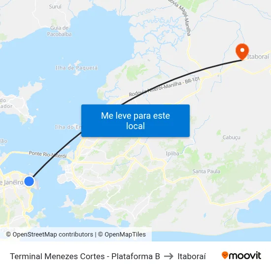 Terminal Menezes Cortes - Plataforma B to Itaboraí map