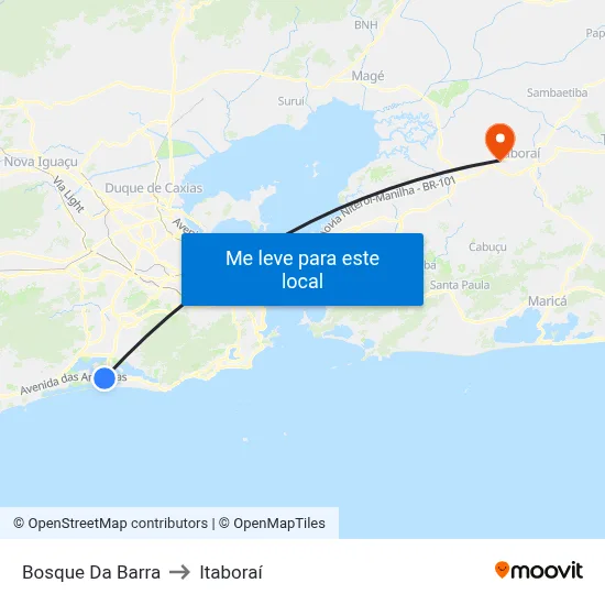 Bosque Da Barra to Itaboraí map