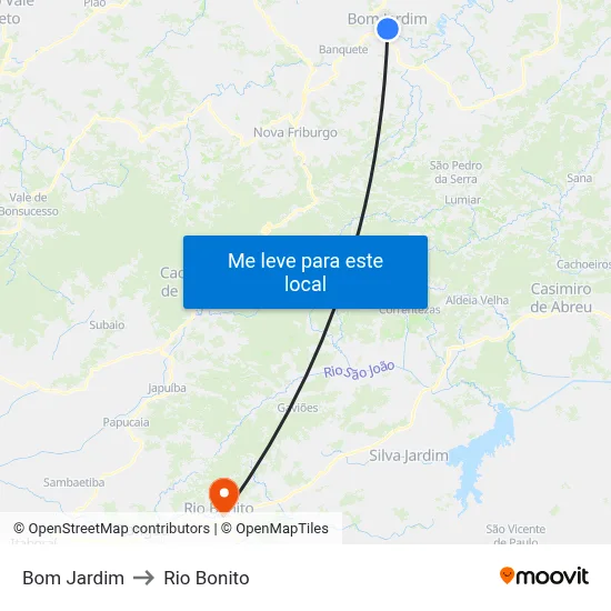 Bom Jardim to Rio Bonito map