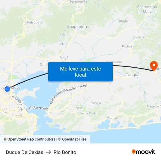 Duque De Caxias to Rio Bonito map