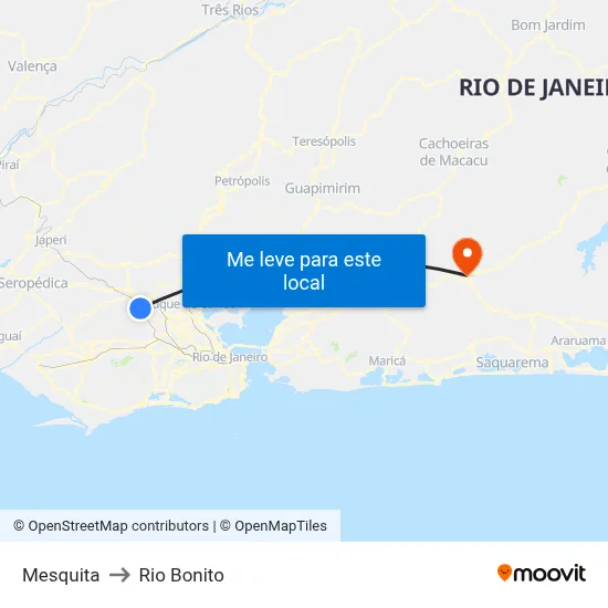 Mesquita to Rio Bonito map