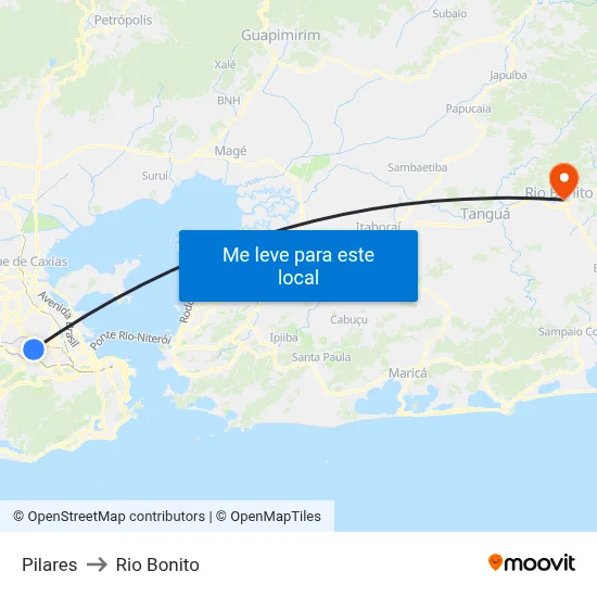 Pilares to Rio Bonito map