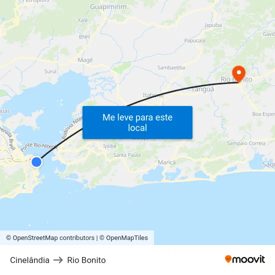 Cinelândia to Rio Bonito map