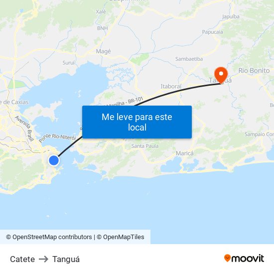 Catete to Tanguá map