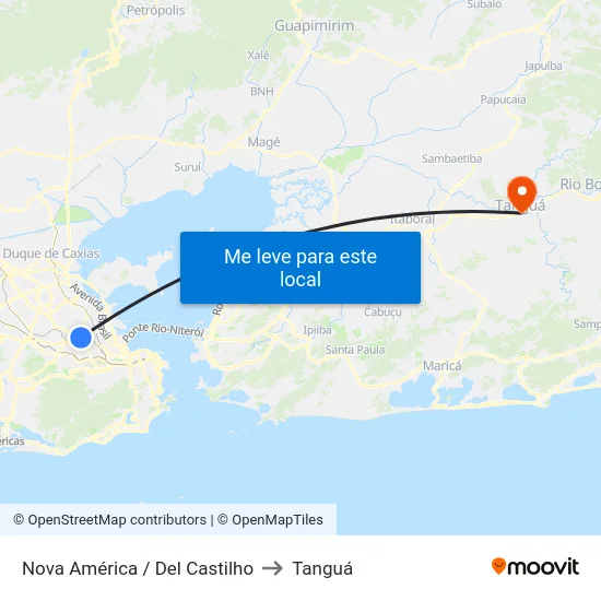Nova América / Del Castilho to Tanguá map