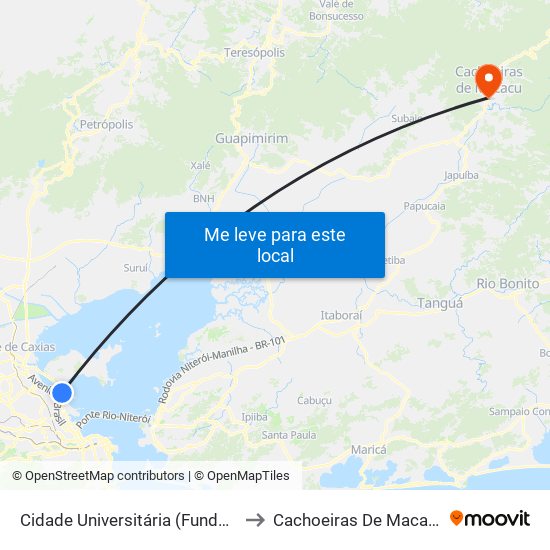 Cidade Universitária (Fundão) to Cachoeiras De Macacu map