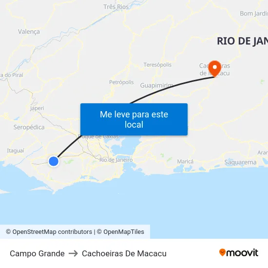 Campo Grande to Cachoeiras De Macacu map