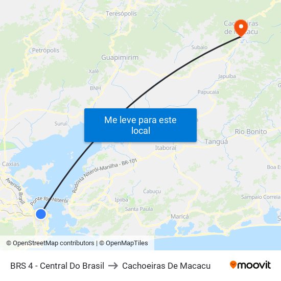 BRS 4 - Central Do Brasil to Cachoeiras De Macacu map