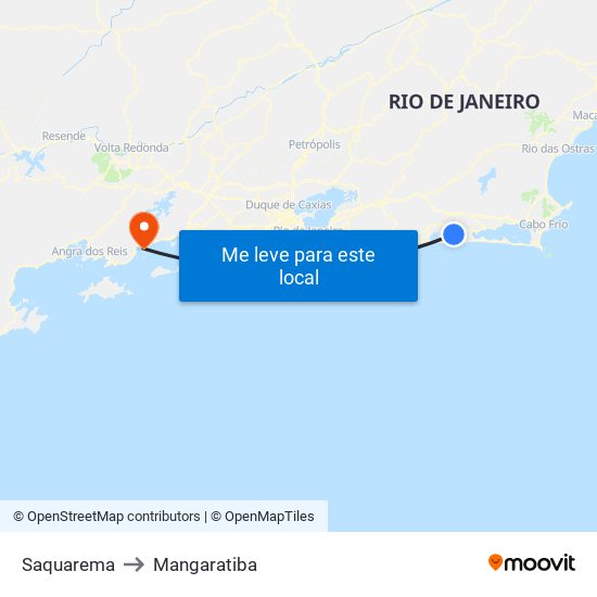 Saquarema to Mangaratiba map