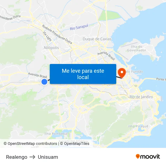 Realengo to Unisuam map