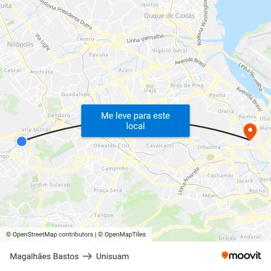 Magalhães Bastos to Unisuam map