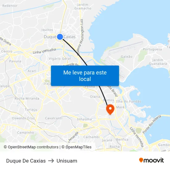 Duque De Caxias to Unisuam map