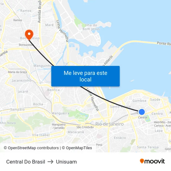 Central Do Brasil to Unisuam map
