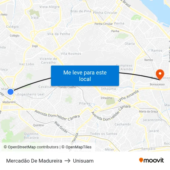 Mercadão De Madureira to Unisuam map