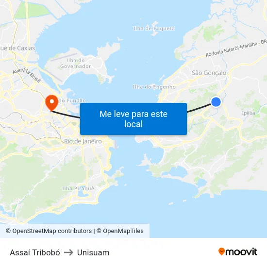 Assaí Tribobó to Unisuam map