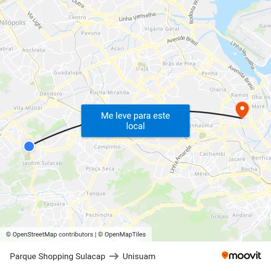 Parque Shopping Sulacap to Unisuam map