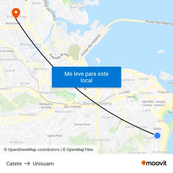 Catete to Unisuam map