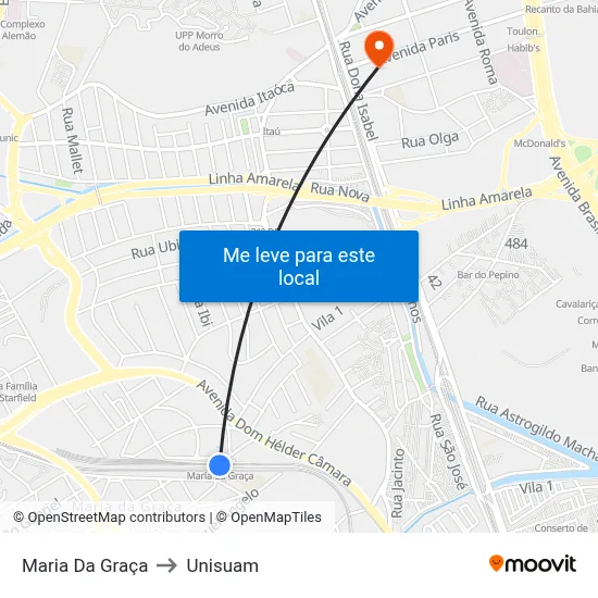 Maria Da Graça to Unisuam map