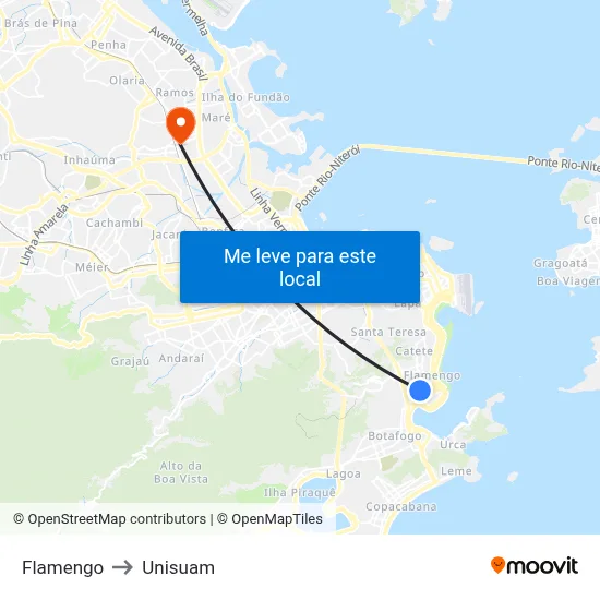 Flamengo to Unisuam map