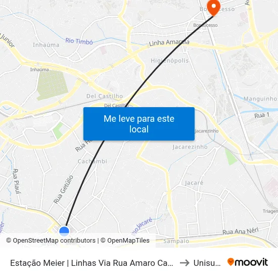 Estação Meier | Linhas Via Rua Amaro Cavalcanti to Unisuam map