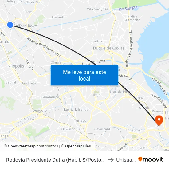 Rodovia Presidente Dutra (Habib'S/Posto 13) to Unisuam map
