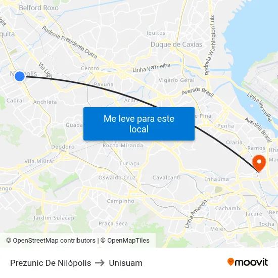 Prezunic De Nilópolis to Unisuam map