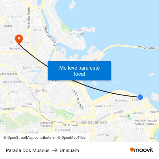 Parada Dos Museus to Unisuam map