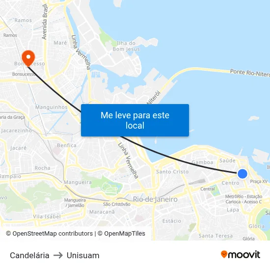 Candelária to Unisuam map