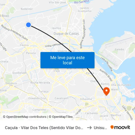 Caçula - Vilar Dos Teles (Sentido Vilar Dos Teles) to Unisuam map