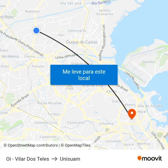 Oi - Vilar Dos Teles to Unisuam map