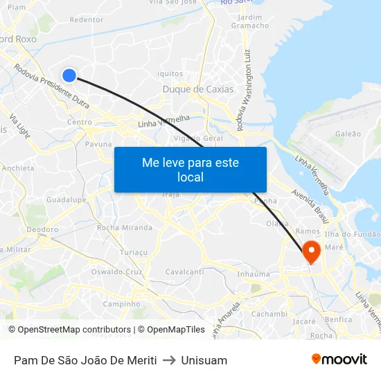 Pam De São João De Meriti to Unisuam map